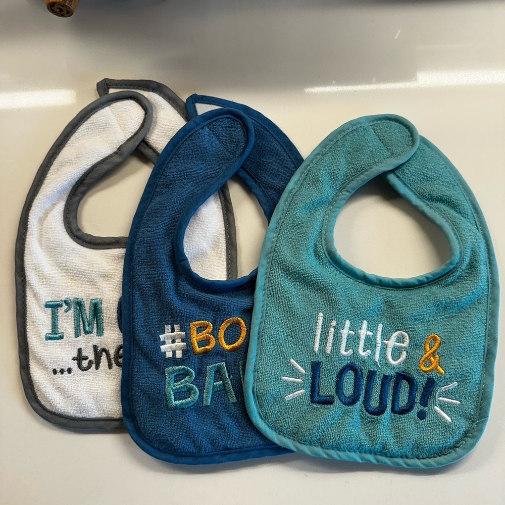 Teal and Blue Baby Bib Set